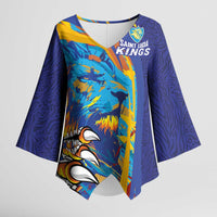 Custom Saint Lucia Cricket Kings Kimono Sleeve Blouse Power Lions of Caribbean - Wonder Print Shop