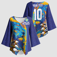 Custom Saint Lucia Cricket Kings Kimono Sleeve Blouse Power Lions of Caribbean - Wonder Print Shop