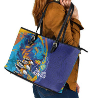 Saint Lucia Cricket Kings Leather Tote Bag Power Lions of Caribbean - Wonder Print Shop