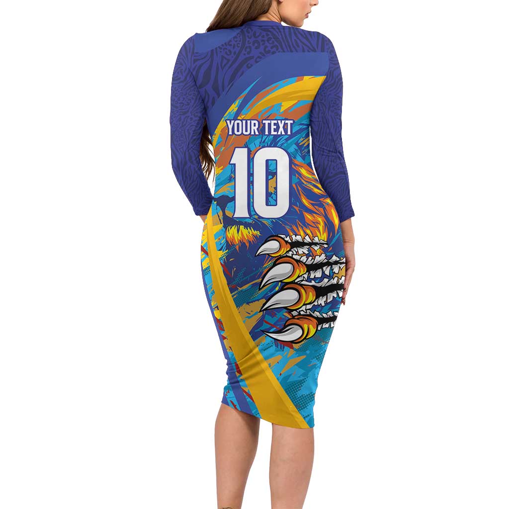 Custom Saint Lucia Cricket Kings Long Sleeve Bodycon Dress Power Lions of Caribbean - Wonder Print Shop