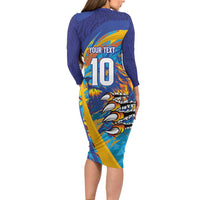 Custom Saint Lucia Cricket Kings Long Sleeve Bodycon Dress Power Lions of Caribbean - Wonder Print Shop