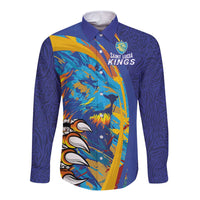 Custom Saint Lucia Cricket Kings Long Sleeve Button Shirt Power Lions of Caribbean - Wonder Print Shop