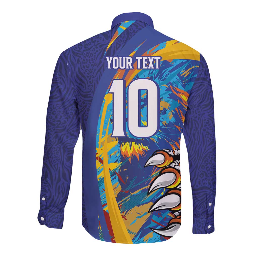 Custom Saint Lucia Cricket Kings Long Sleeve Button Shirt Power Lions of Caribbean - Wonder Print Shop