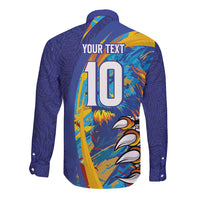 Custom Saint Lucia Cricket Kings Long Sleeve Button Shirt Power Lions of Caribbean - Wonder Print Shop