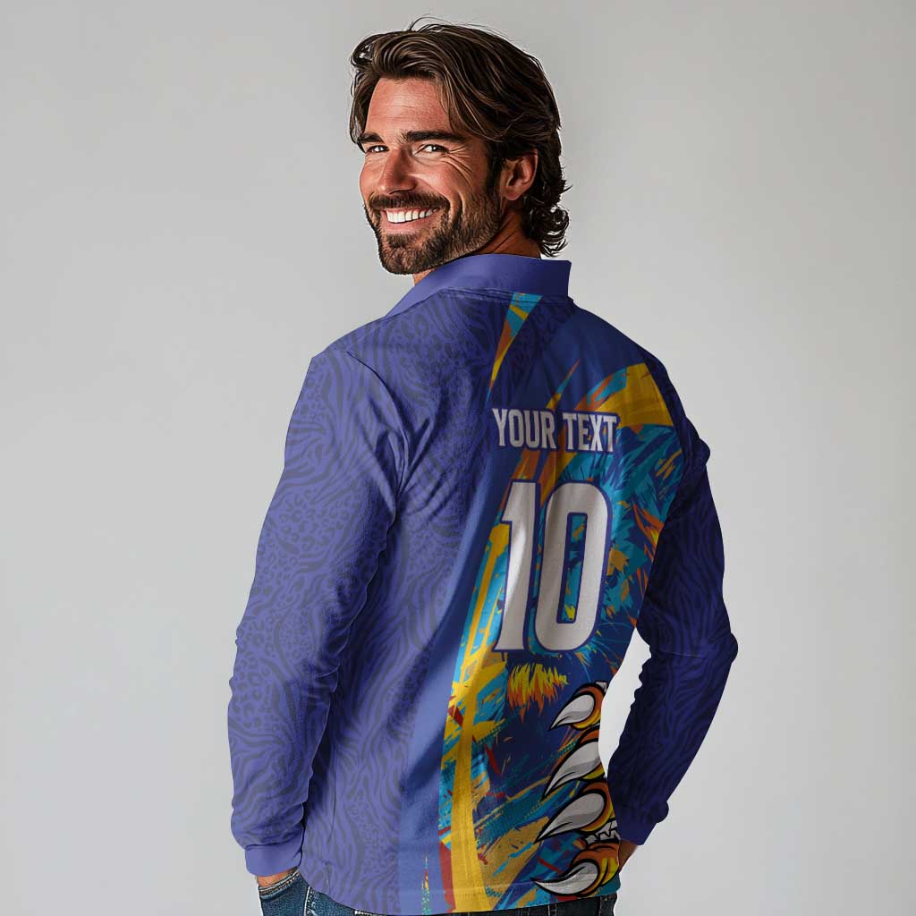 Custom Saint Lucia Cricket Kings Long Sleeve Polo Shirt Power Lions of Caribbean - Wonder Print Shop