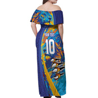 Custom Saint Lucia Cricket Kings Off Shoulder Maxi Dress Power Lions of Caribbean - Wonder Print Shop