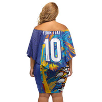 Custom Saint Lucia Cricket Kings Off Shoulder Short Dress Power Lions of Caribbean - Wonder Print Shop