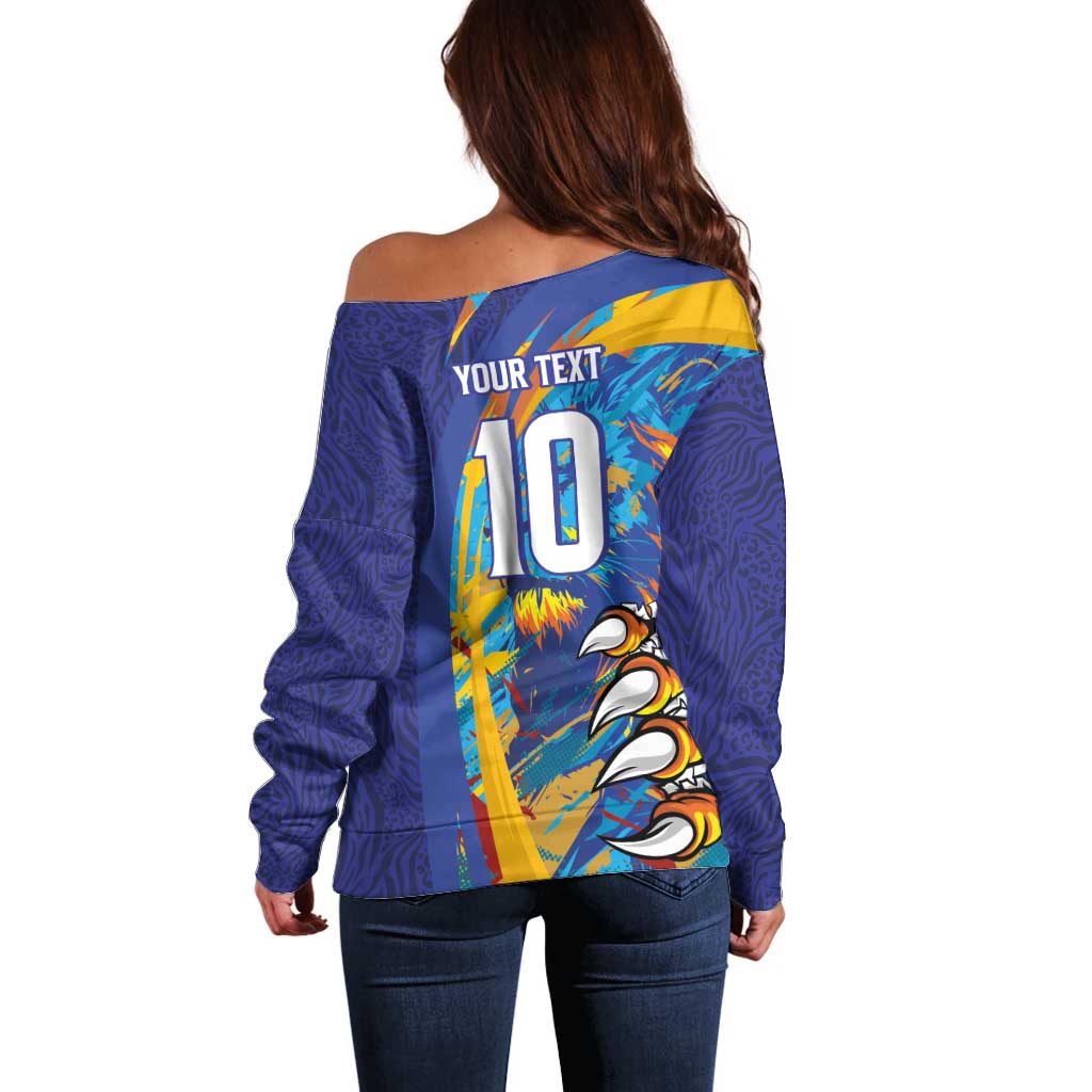 Custom Saint Lucia Cricket Kings Off Shoulder Sweater Power Lions of Caribbean - Wonder Print Shop