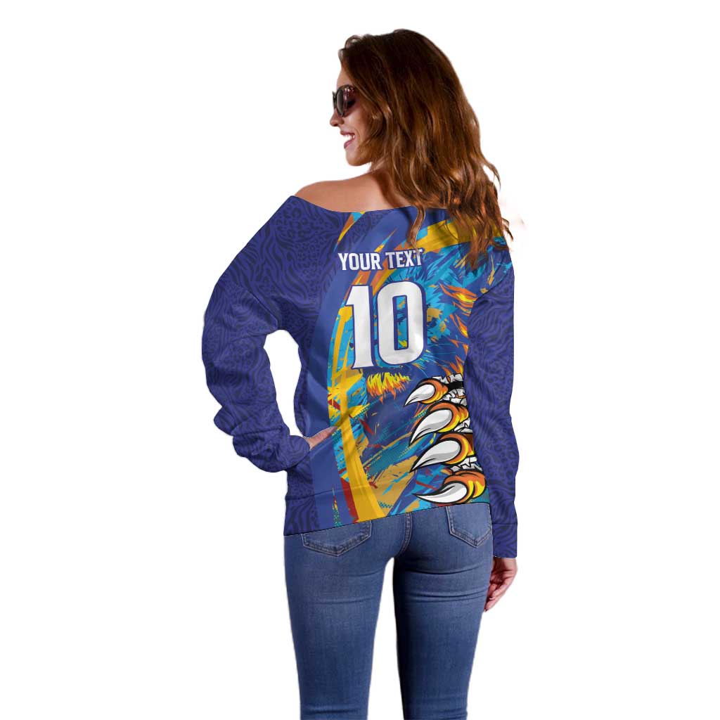 Custom Saint Lucia Cricket Kings Off Shoulder Sweater Power Lions of Caribbean - Wonder Print Shop