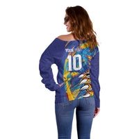 Custom Saint Lucia Cricket Kings Off Shoulder Sweater Power Lions of Caribbean - Wonder Print Shop