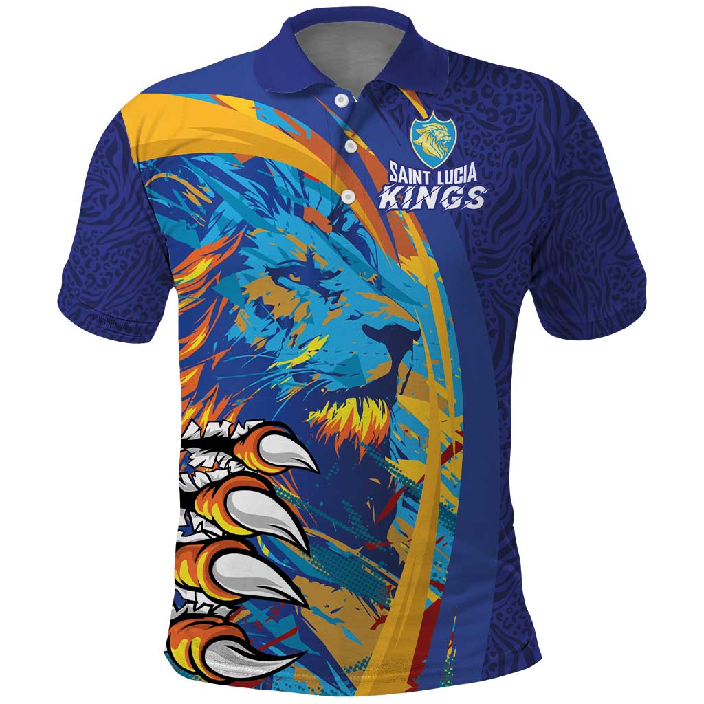 Custom Saint Lucia Cricket Kings Polo Shirt Power Lions of Caribbean - Wonder Print Shop