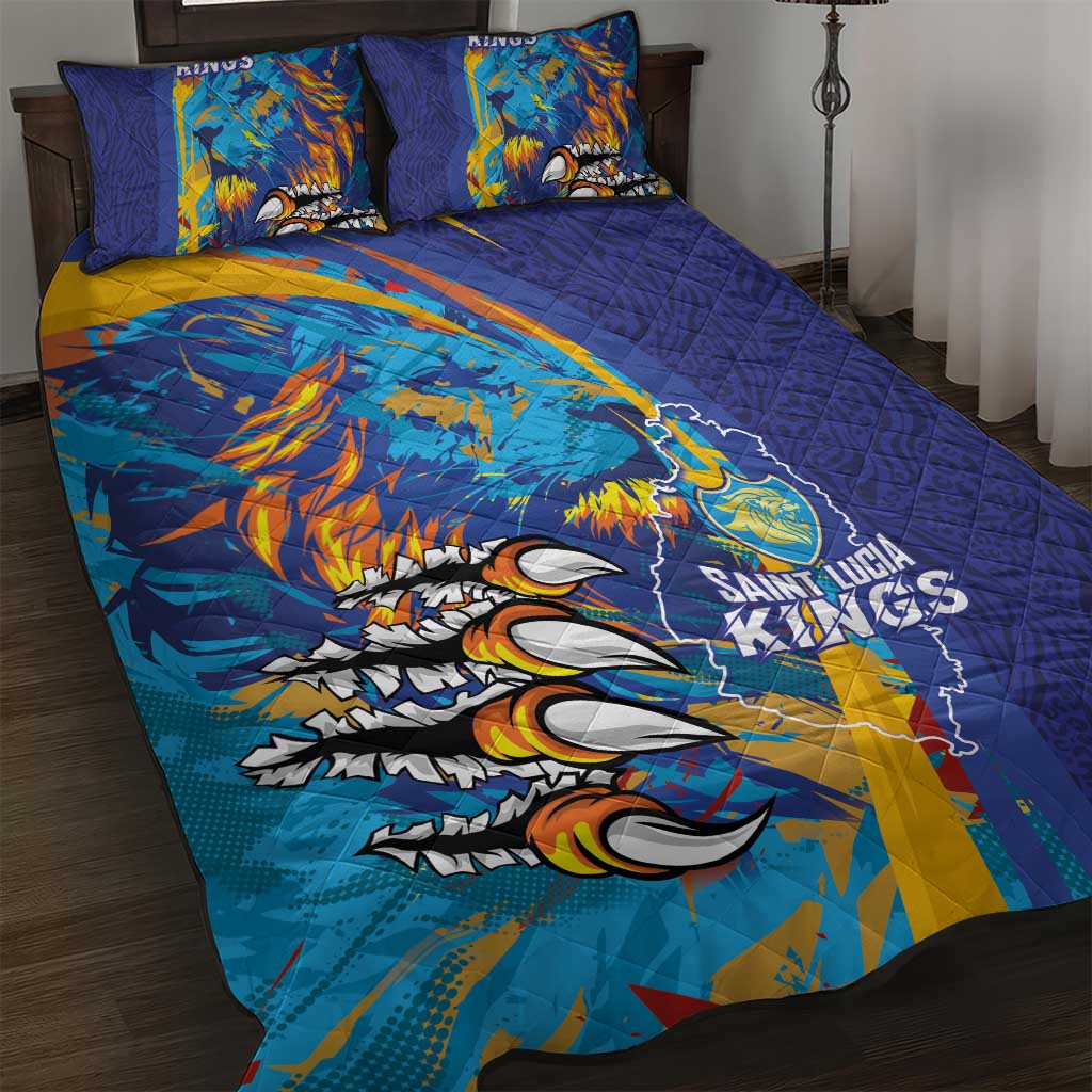 Saint Lucia Cricket Kings Quilt Bed Set Power Lions of Caribbean - Wonder Print Shop