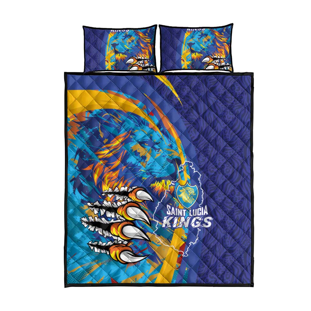 Saint Lucia Cricket Kings Quilt Bed Set Power Lions of Caribbean - Wonder Print Shop