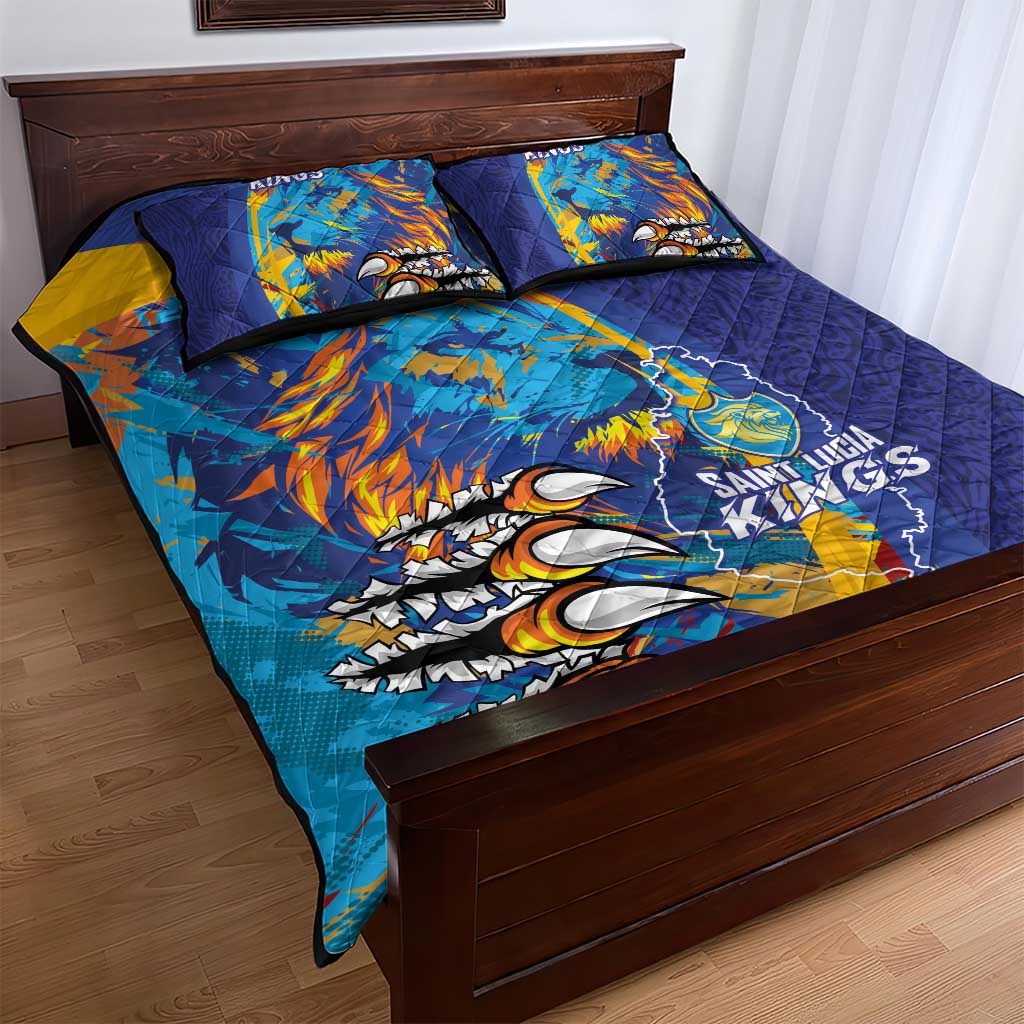 Saint Lucia Cricket Kings Quilt Bed Set Power Lions of Caribbean - Wonder Print Shop