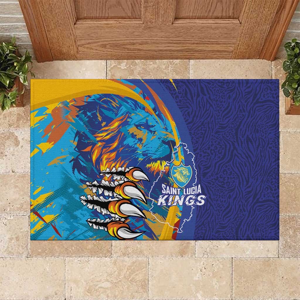 Saint Lucia Cricket Kings Rubber Doormat Power Lions of Caribbean - Wonder Print Shop