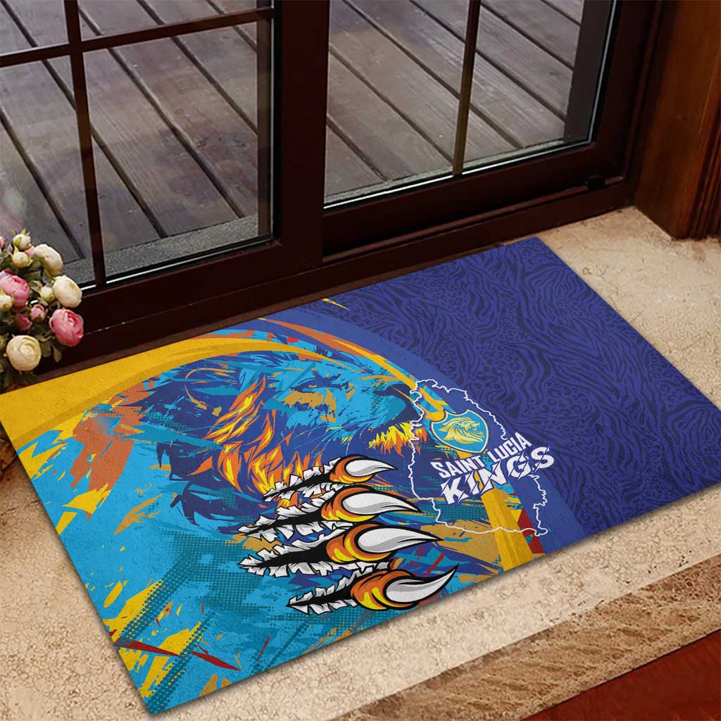 Saint Lucia Cricket Kings Rubber Doormat Power Lions of Caribbean - Wonder Print Shop