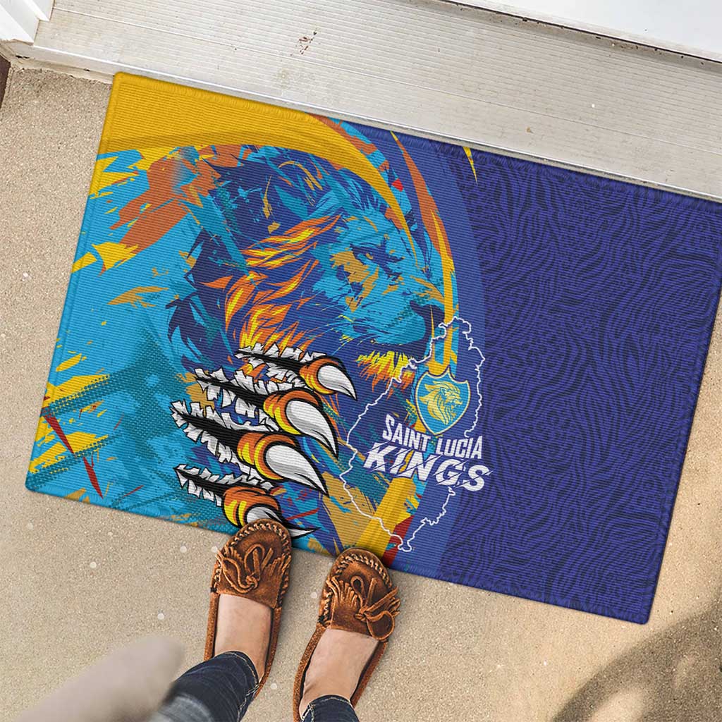 Saint Lucia Cricket Kings Rubber Doormat Power Lions of Caribbean - Wonder Print Shop