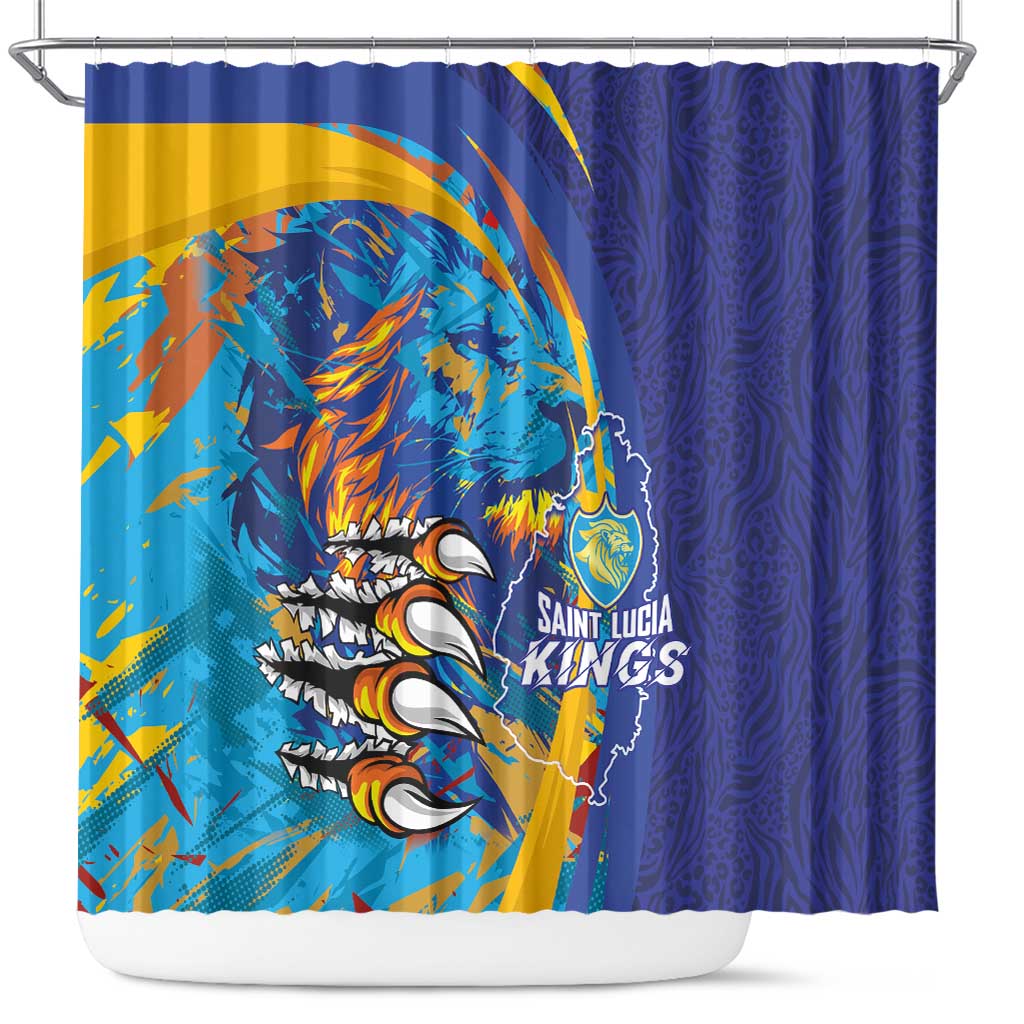 Saint Lucia Cricket Kings Shower Curtain Power Lions of Caribbean - Wonder Print Shop
