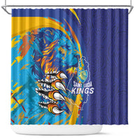 Saint Lucia Cricket Kings Shower Curtain Power Lions of Caribbean - Wonder Print Shop
