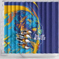 Saint Lucia Cricket Kings Shower Curtain Power Lions of Caribbean - Wonder Print Shop