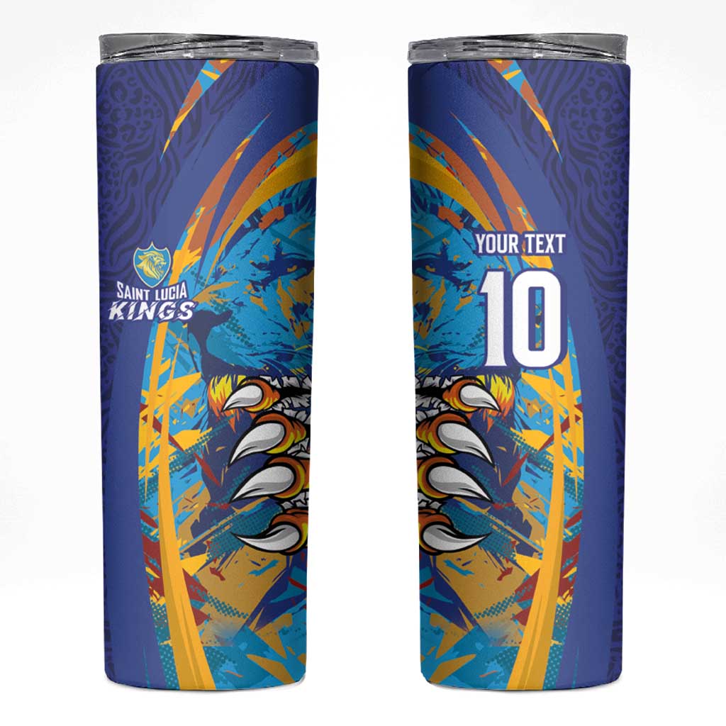 Custom Saint Lucia Cricket Kings Skinny Tumbler Power Lions of Caribbean - Wonder Print Shop