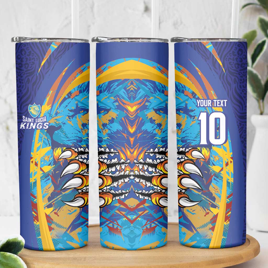 Custom Saint Lucia Cricket Kings Skinny Tumbler Power Lions of Caribbean - Wonder Print Shop