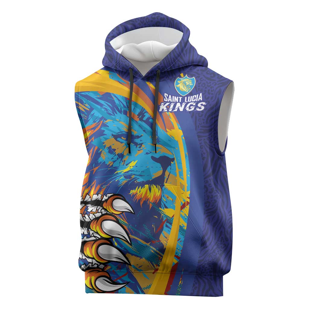 Custom Saint Lucia Cricket Kings Sleeveless Hoodie Power Lions of Caribbean - Wonder Print Shop