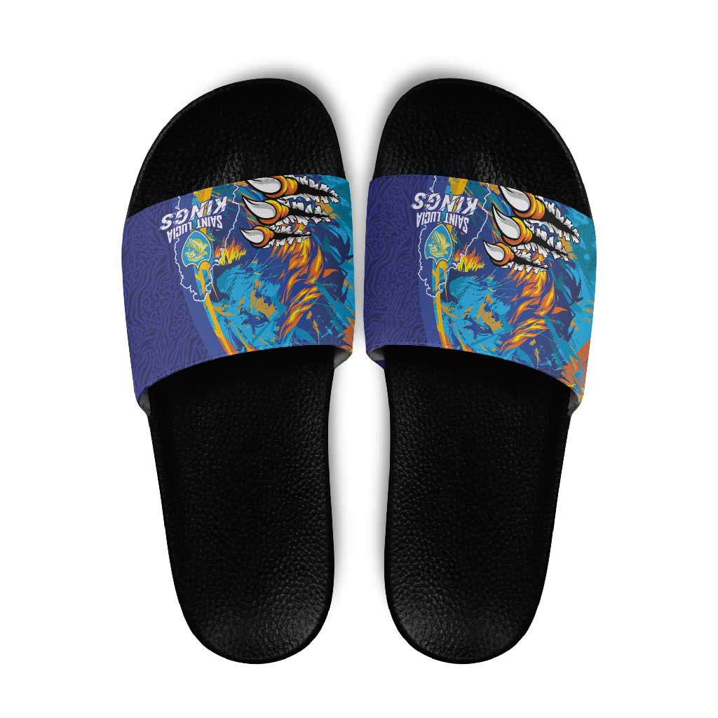Saint Lucia Cricket Kings Slide Sandals Power Lions of Caribbean - Wonder Print Shop