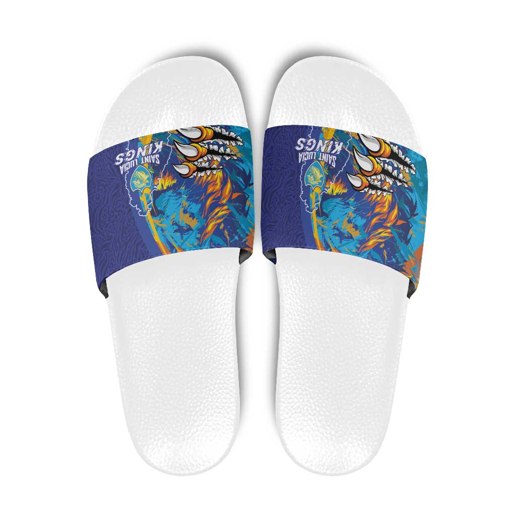 Saint Lucia Cricket Kings Slide Sandals Power Lions of Caribbean - Wonder Print Shop