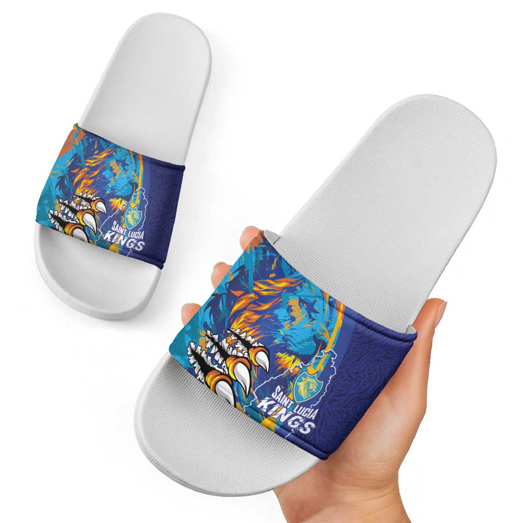 Saint Lucia Cricket Kings Slide Sandals Power Lions of Caribbean - Wonder Print Shop