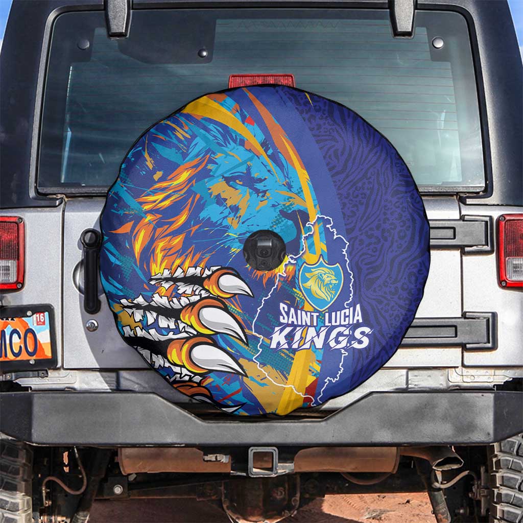 Saint Lucia Cricket Kings Spare Tire Cover Power Lions of Caribbean - Wonder Print Shop