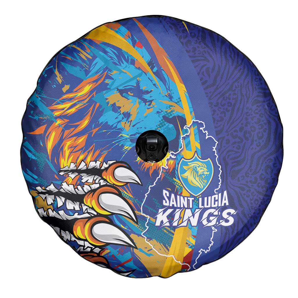 Saint Lucia Cricket Kings Spare Tire Cover Power Lions of Caribbean - Wonder Print Shop