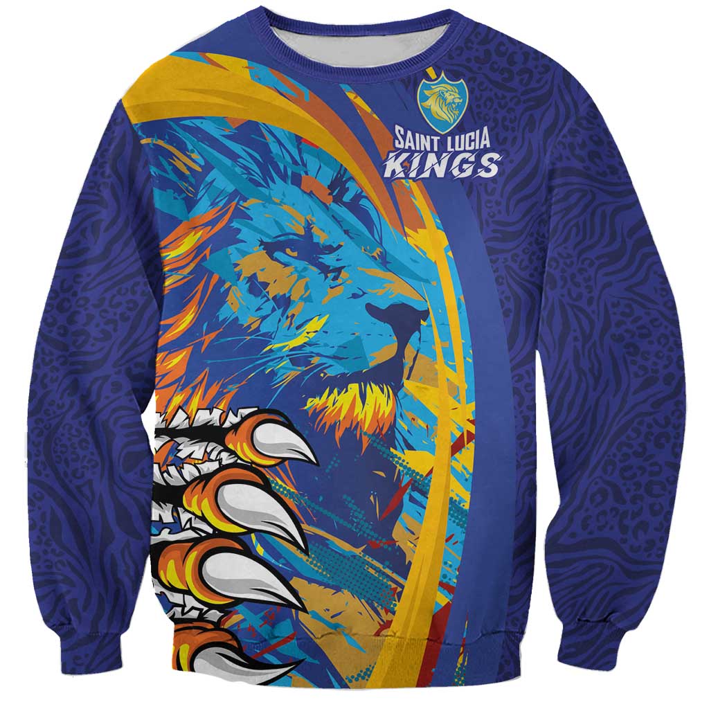 Custom Saint Lucia Cricket Kings Sweatshirt Power Lions of Caribbean - Wonder Print Shop