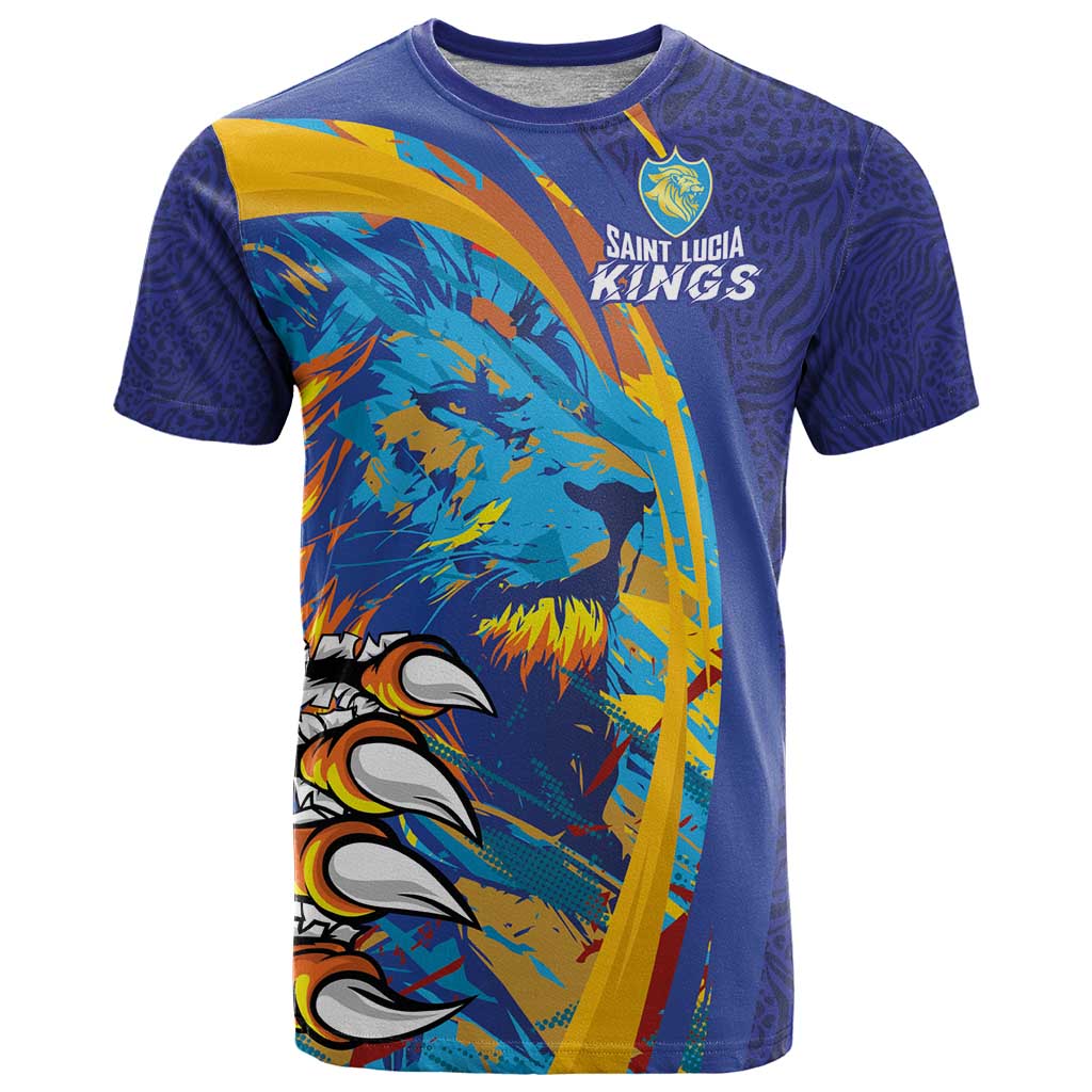 Custom Saint Lucia Cricket Kings T Shirt Power Lions of Caribbean - Wonder Print Shop