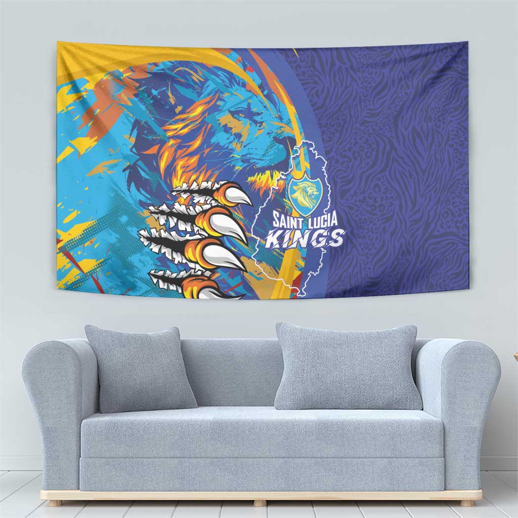 Saint Lucia Cricket Kings Tapestry Power Lions of Caribbean - Wonder Print Shop