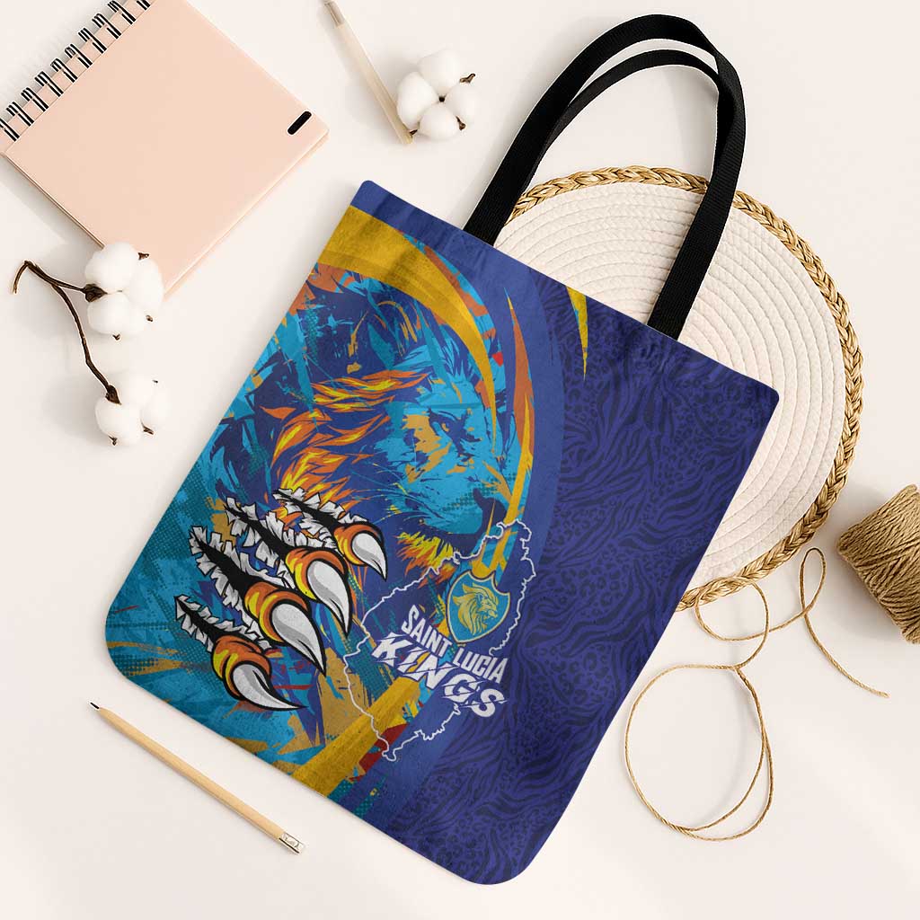 Saint Lucia Cricket Kings Tote Bag Power Lions of Caribbean - Wonder Print Shop