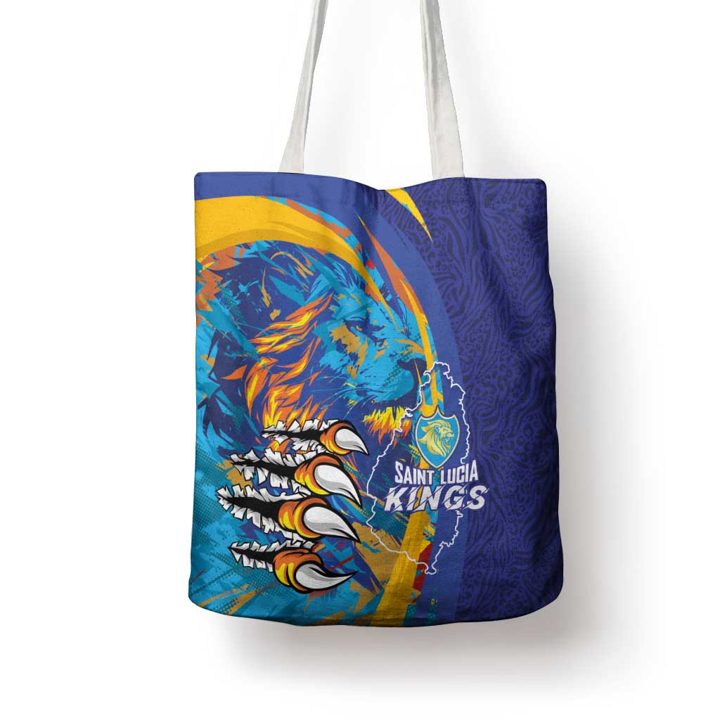 Saint Lucia Cricket Kings Tote Bag Power Lions of Caribbean - Wonder Print Shop