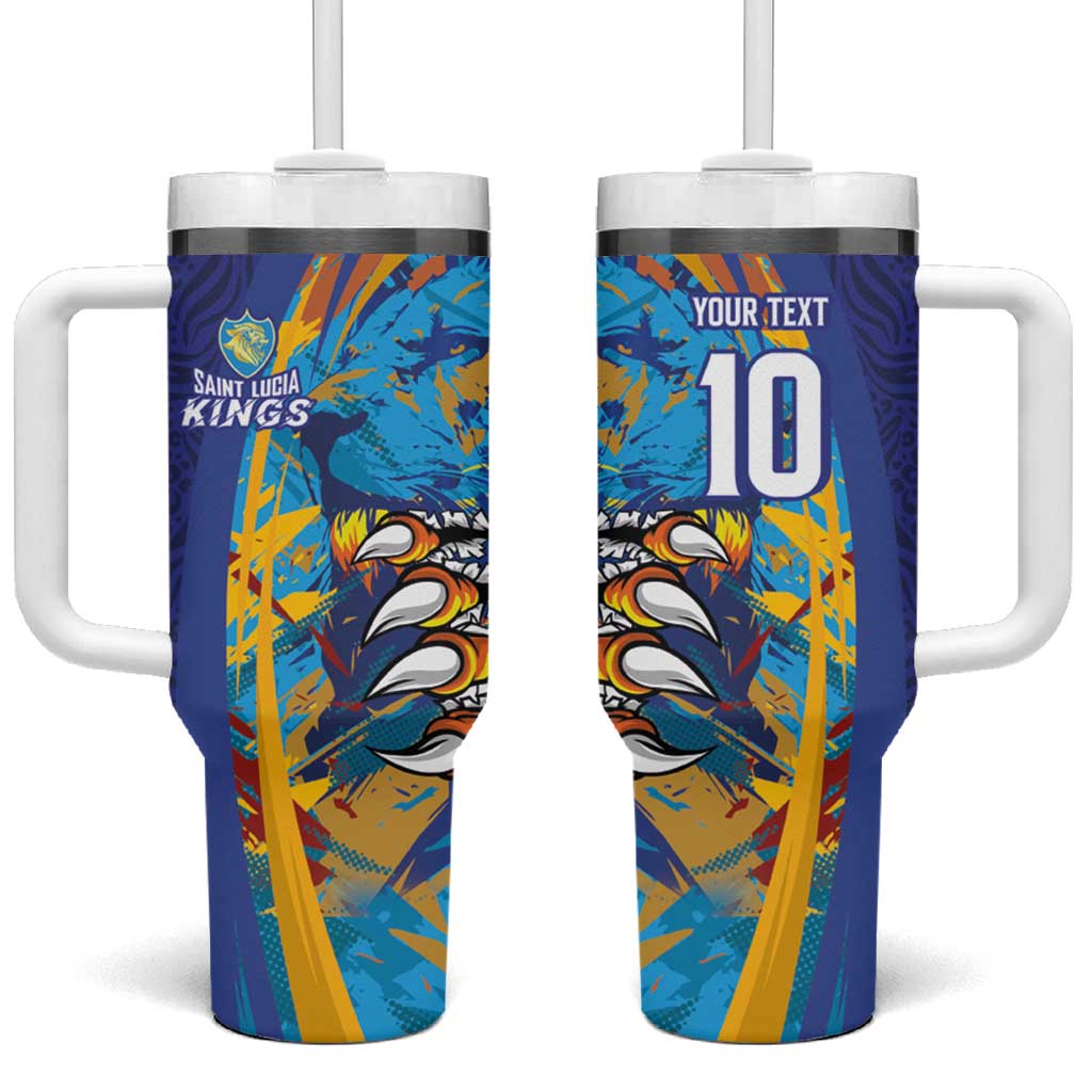 Custom Saint Lucia Cricket Kings Tumbler With Handle Power Lions of Caribbean - Wonder Print Shop