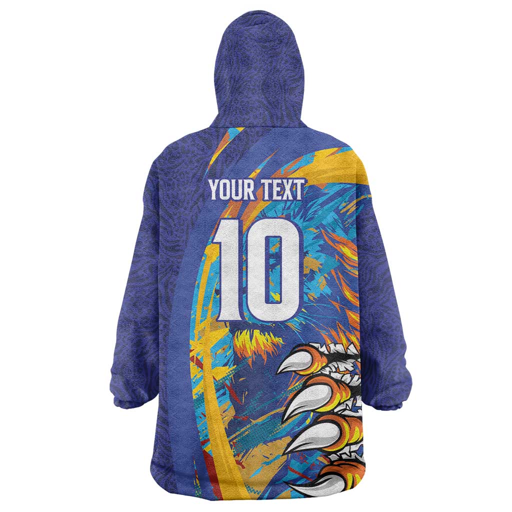 Custom Saint Lucia Cricket Kings Wearable Blanket Hoodie Power Lions of Caribbean - Wonder Print Shop