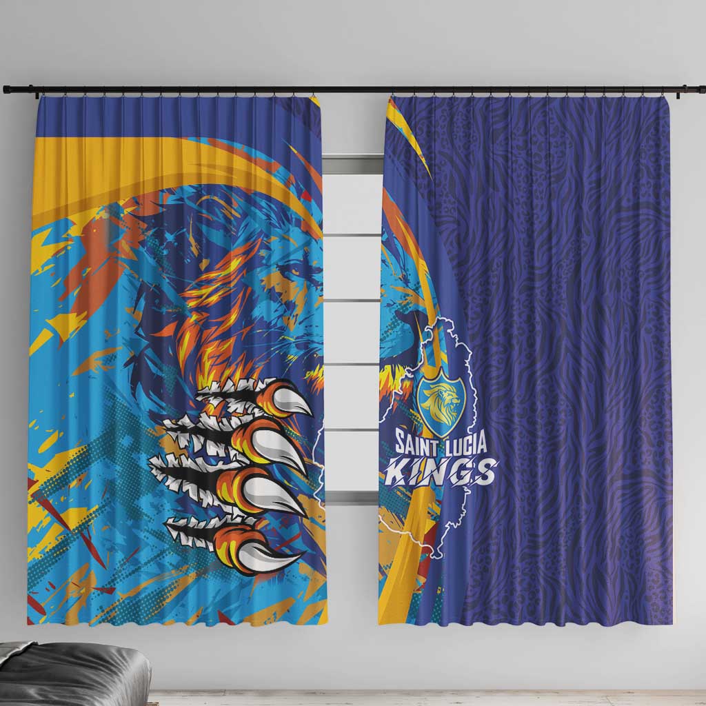 Saint Lucia Cricket Kings Window Curtain Power Lions of Caribbean - Wonder Print Shop