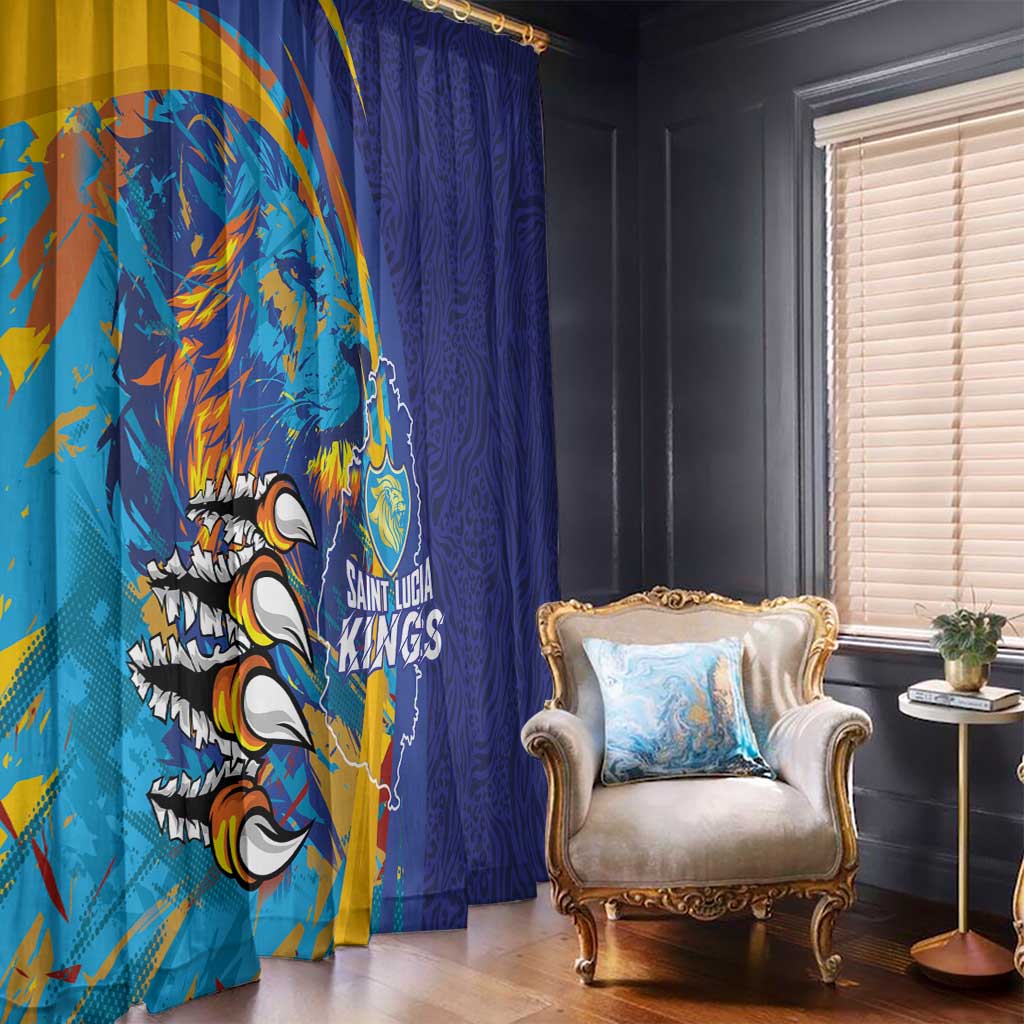 Saint Lucia Cricket Kings Window Curtain Power Lions of Caribbean - Wonder Print Shop