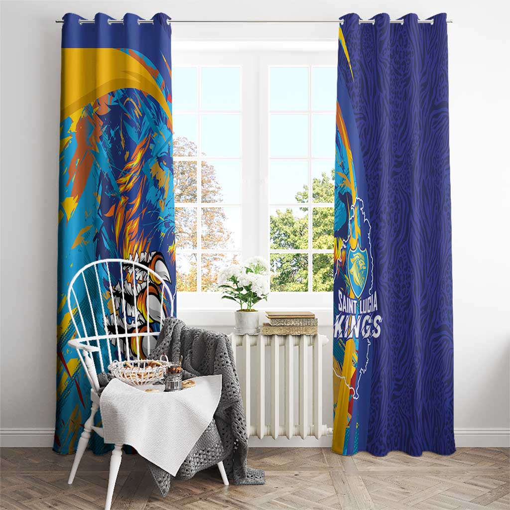 Saint Lucia Cricket Kings Window Curtain Power Lions of Caribbean - Wonder Print Shop