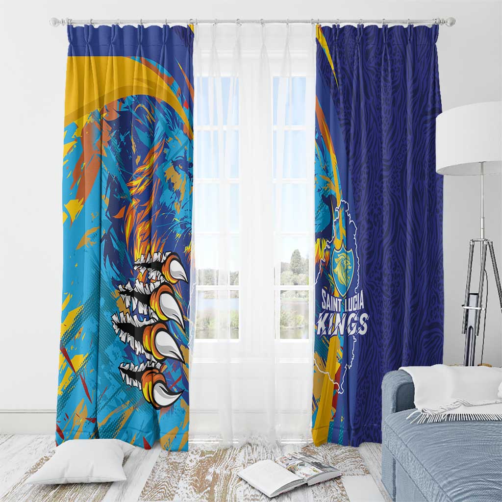 Saint Lucia Cricket Kings Window Curtain Power Lions of Caribbean - Wonder Print Shop