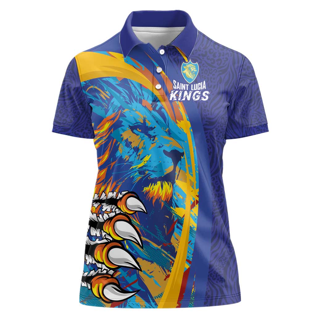 Custom Saint Lucia Cricket Kings Women Polo Shirt Power Lions of Caribbean - Wonder Print Shop