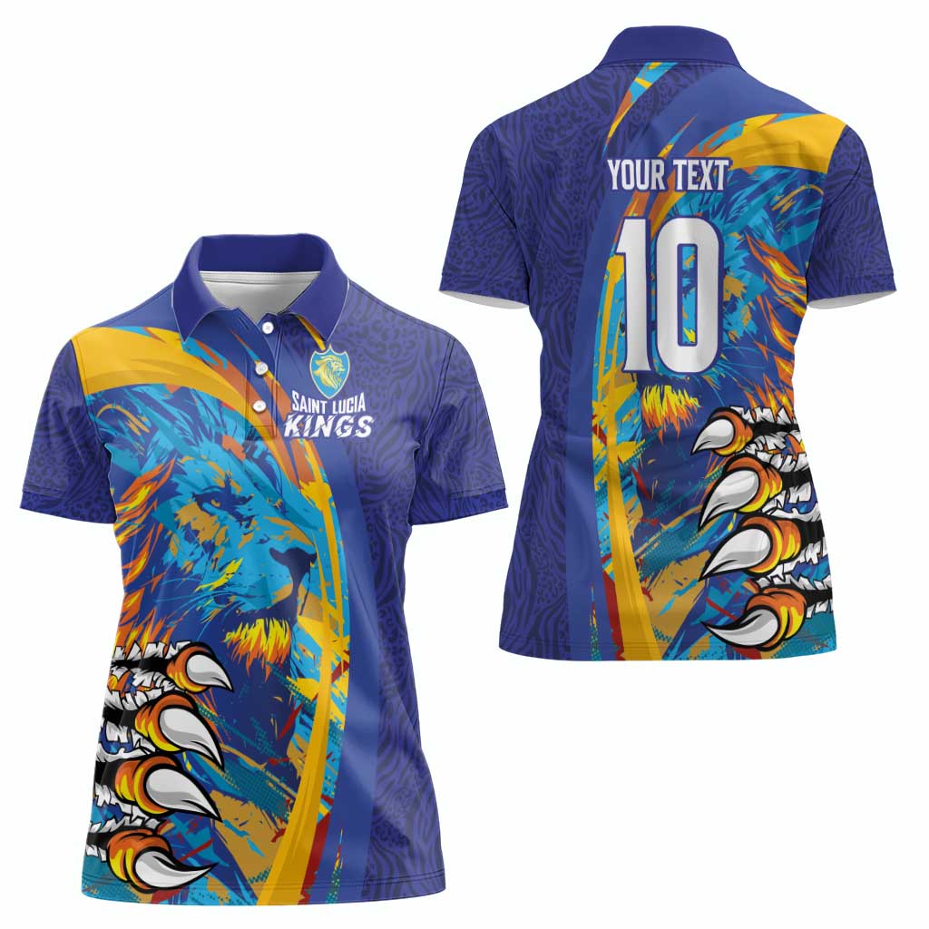 Custom Saint Lucia Cricket Kings Women Polo Shirt Power Lions of Caribbean - Wonder Print Shop