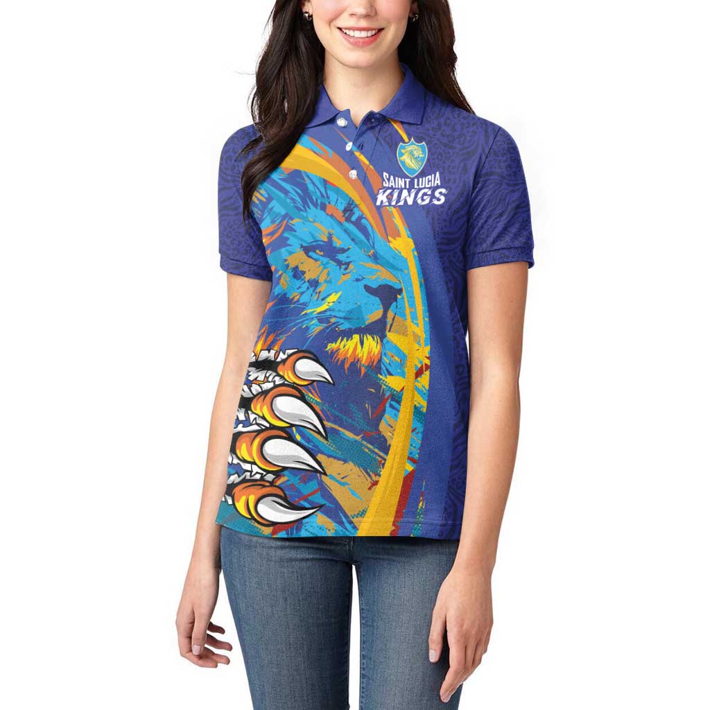 Custom Saint Lucia Cricket Kings Women Polo Shirt Power Lions of Caribbean - Wonder Print Shop