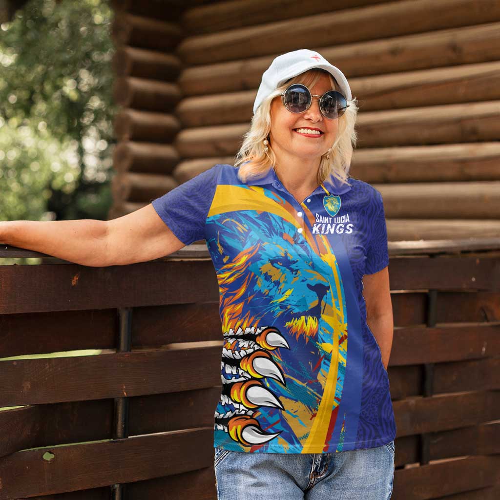 Custom Saint Lucia Cricket Kings Women Polo Shirt Power Lions of Caribbean - Wonder Print Shop