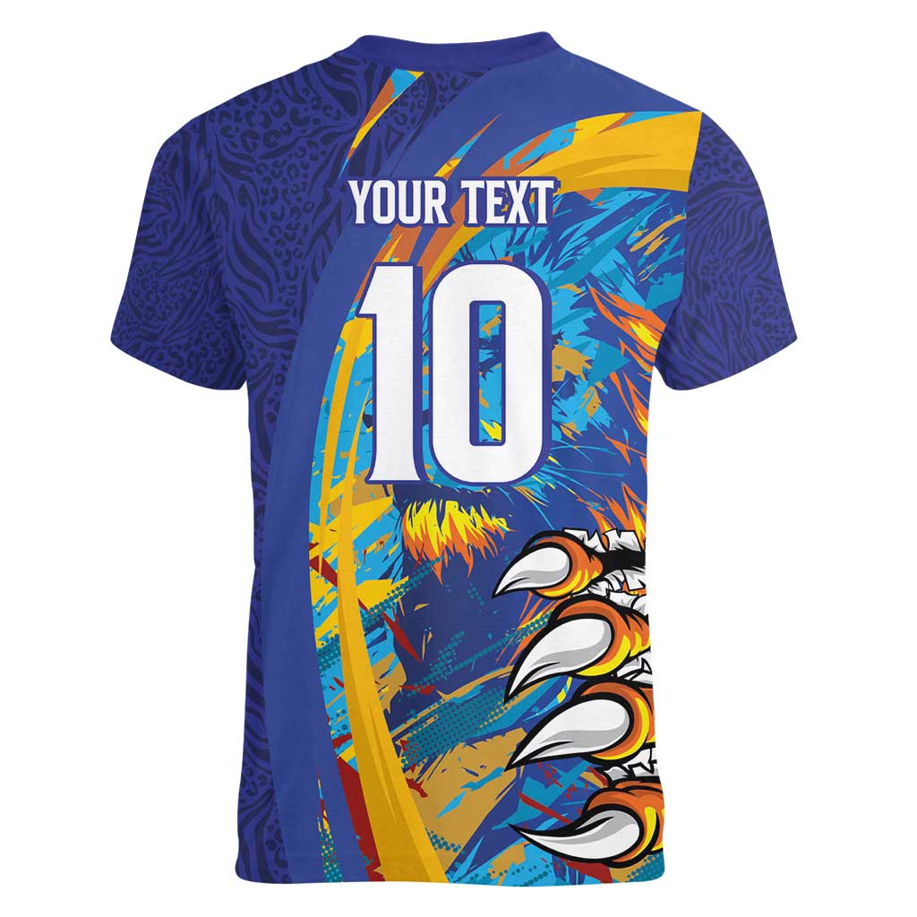 Custom Saint Lucia Cricket Kings Women V-Neck T-Shirt Power Lions of Caribbean - Wonder Print Shop