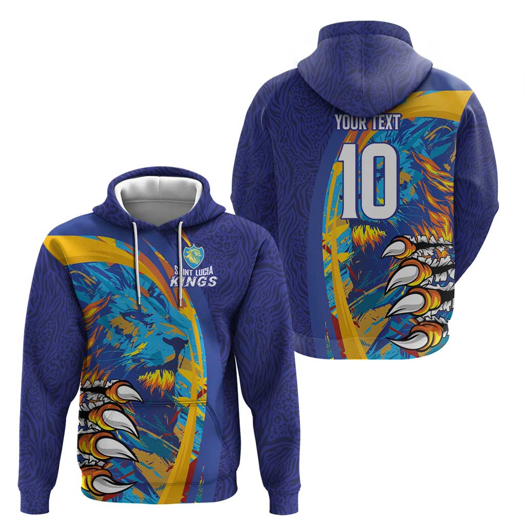 Custom Saint Lucia Cricket Kings Zip Hoodie Power Lions of Caribbean - Wonder Print Shop
