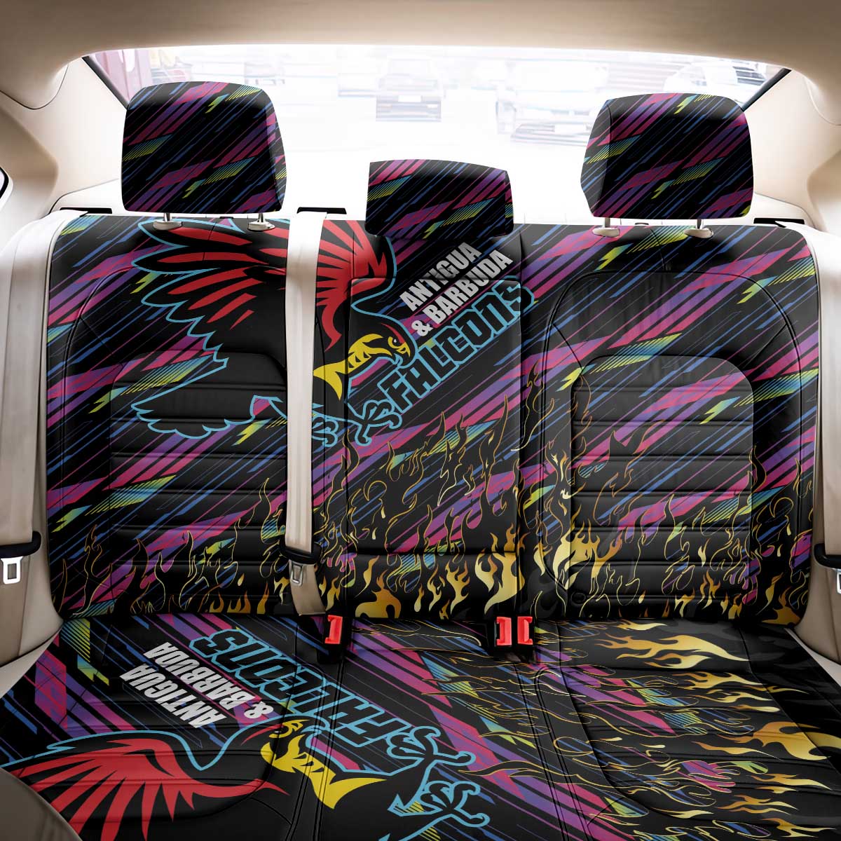Antigua & Barbuda Cricket Falcons Back Car Seat Cover Through The Fire - Wonder Print Shop